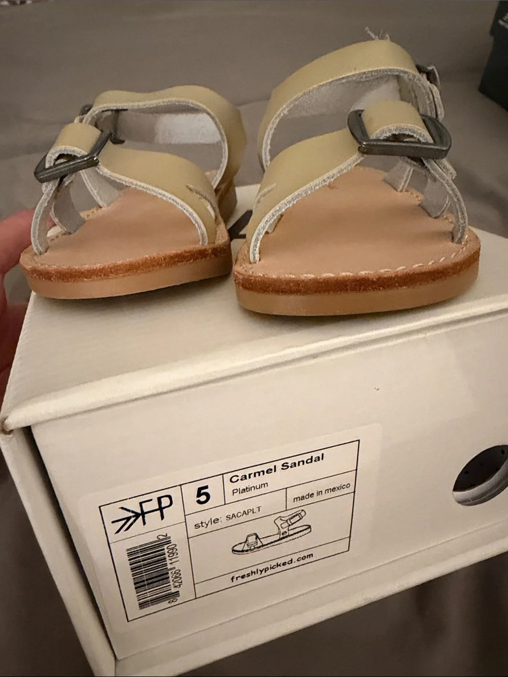 Freshly Picked Tan Leather Baby Sandals with Buckles